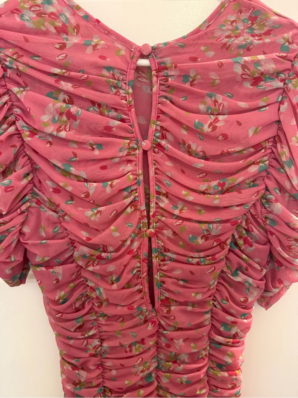 Free People Pink Floral Ruched Maxi Dress